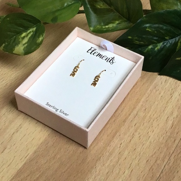 LOVE Drop Earrings Gold-Plated Sterling Silver - Picture 3 of 9